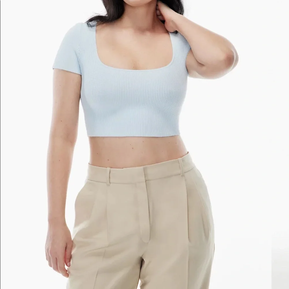 COPY - Aritzia color fluid blue Sculpt Knit Squareneck Top - Picture 6 of 7